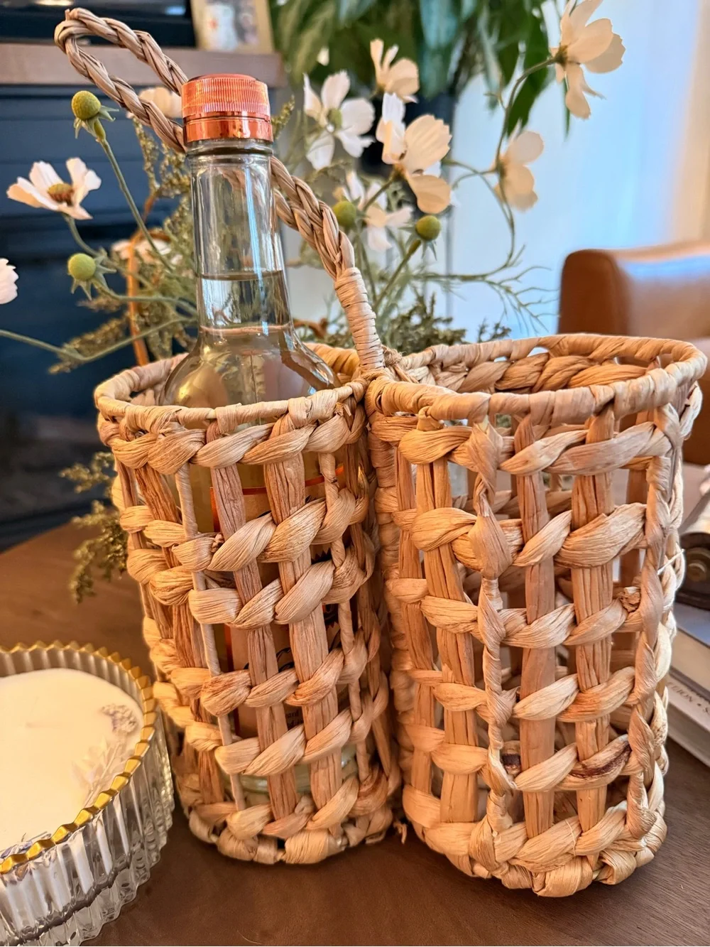 Woven Double Wine Holder Basket